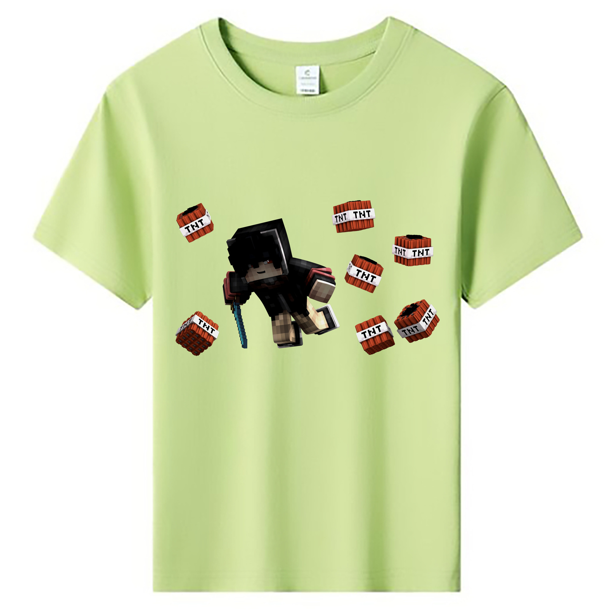 （画像用） マインクラフト ブロックの世界 Minecraft MC Block world 綿100％キッズTシャツ（フロントプリント）